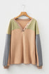 Waffle Knit Drop Shoulder Button Placket Thermal Top