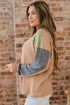 Waffle Knit Drop Shoulder Button Placket Thermal Top