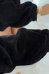 Waffle Knit Drop Shoulder Pullover Drawstring Short Sets