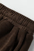 Waffle Knit Drop Shoulder Pullover Drawstring Short Sets