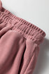 Waffle Knit Drop Shoulder Pullover Drawstring Short Sets