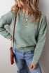 Waffle Knit Drop Shoulder V Neck Pocket Top
