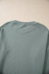 Waffle Knit Drop Shoulder V Neck Pocket Top