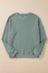Waffle Knit Drop Shoulder V Neck Pocket Top