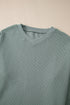 Waffle Knit Drop Shoulder V Neck Pocket Top