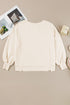 Waffle Knit Exposed Seam Long Sleeve Tunic Top