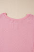 Waffle Knit Exposed Seam Long Sleeve Tunic Top