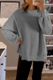 Waffle Knit Exposed Seam Long Sleeve Tunic Top