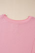 Waffle Knit Exposed Seam Long Sleeve Tunic Top