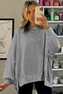 Waffle Knit Exposed Seam Long Sleeve Tunic Top