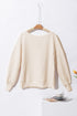 Waffle Knit Exposed Seam Long Sleeve Tunic Top