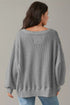 Waffle Knit Exposed Seam Long Sleeve Tunic Top