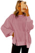Waffle Knit Exposed Seam Long Sleeve Tunic Top