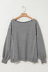Waffle Knit Exposed Seam Long Sleeve Tunic Top