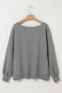 Waffle Knit Exposed Seam Long Sleeve Tunic Top