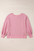 Waffle Knit Exposed Seam Long Sleeve Tunic Top
