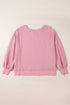 Waffle Knit Exposed Seam Long Sleeve Tunic Top