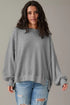 Waffle Knit Exposed Seam Long Sleeve Tunic Top