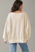 Waffle Knit Exposed Seam Long Sleeve Tunic Top