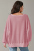 Waffle Knit Exposed Seam Long Sleeve Tunic Top