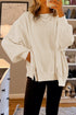 Waffle Knit Exposed Seam Long Sleeve Tunic Top