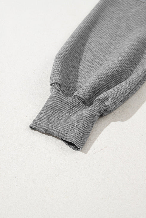 Waffle Knit Exposed Seam Long Sleeve Tunic Top