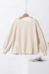 Waffle Knit Exposed Seam Long Sleeve Tunic Top