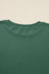 Waffle Knit Exposed Seam Split Hem Pullover Top