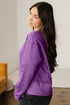 Waffle Knit Exposed Seam Split Hem Pullover Top
