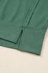 Waffle Knit Exposed Seam Split Hem Pullover Top