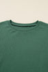 Waffle Knit Exposed Seam Split Hem Pullover Top