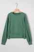 Waffle Knit Exposed Seam Split Hem Pullover Top