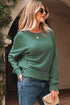 Waffle Knit Exposed Seam Split Hem Pullover Top