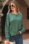 Waffle Knit Exposed Seam Split Hem Pullover Top