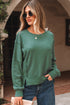 Waffle Knit Exposed Seam Split Hem Pullover Top