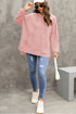 Waffle Knit Fleece Lined High Low Oversized Hoodie