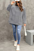 Waffle Knit Fleece Lined High Low Oversized Hoodie