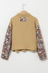 Waffle Knit Floral Patchwork Western Button Up Jacket