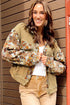 Waffle Knit Floral Patchwork Western Button Up Jacket