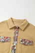 Waffle Knit Floral Patchwork Western Button Up Jacket