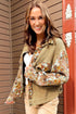 Waffle Knit Floral Patchwork Western Button Up Jacket