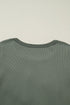 Waffle Knit Lace Patchwork V Neck Top