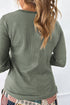 Waffle Knit Lace Patchwork V Neck Top