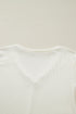 Waffle Knit Lace Trim Ruched Cuff Long Sleeve Top