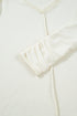 Waffle Knit Lace Trim Ruched Cuff Long Sleeve Top