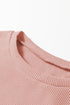 Waffle Knit Long Sleeve Textured Rounded Hem Casual Top