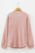 Waffle Knit Long Sleeve Textured Rounded Hem Casual Top