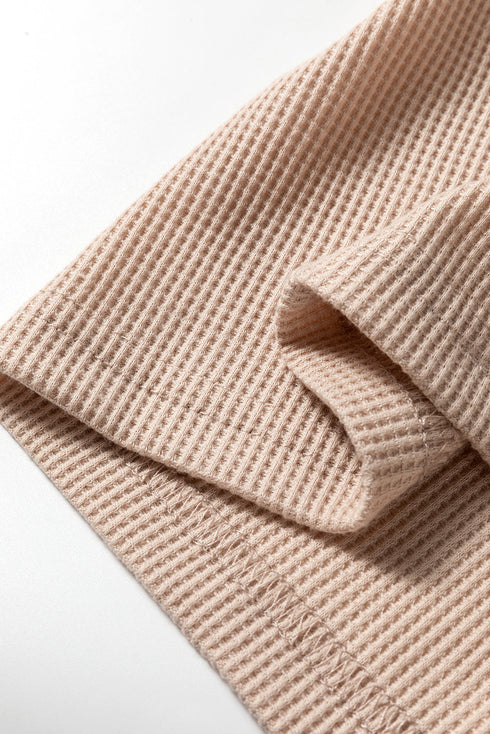 Waffle Knit Long Sleeve Wide Leg Lounge Set