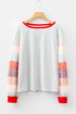 Waffle Knit Mixed Print Sleeve Pullover Top