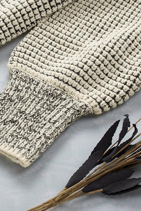 Waffle Knit Open Front Drop Shoulder Cardigan